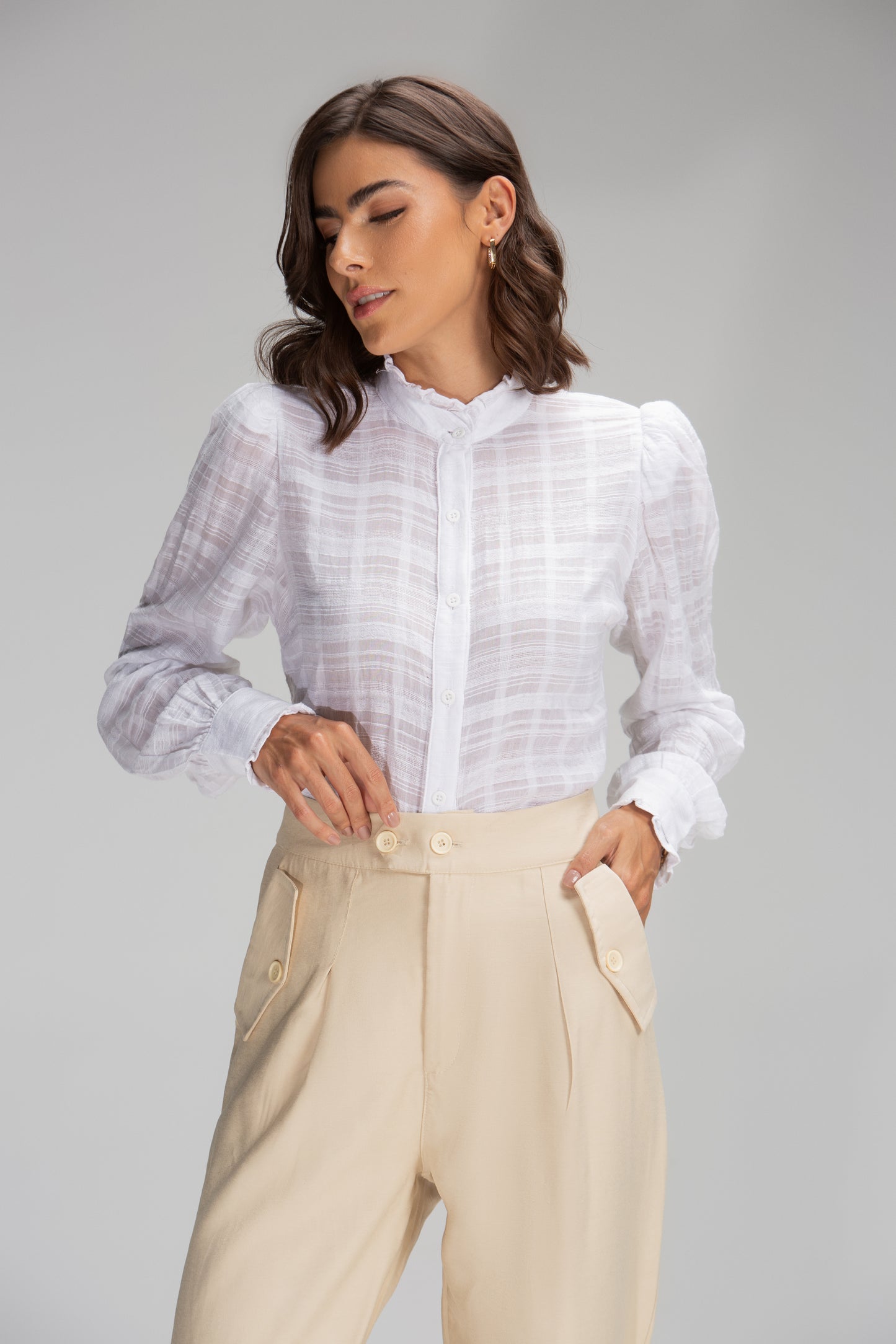 Lis - Camisa Manga Longa Babadinho Branca