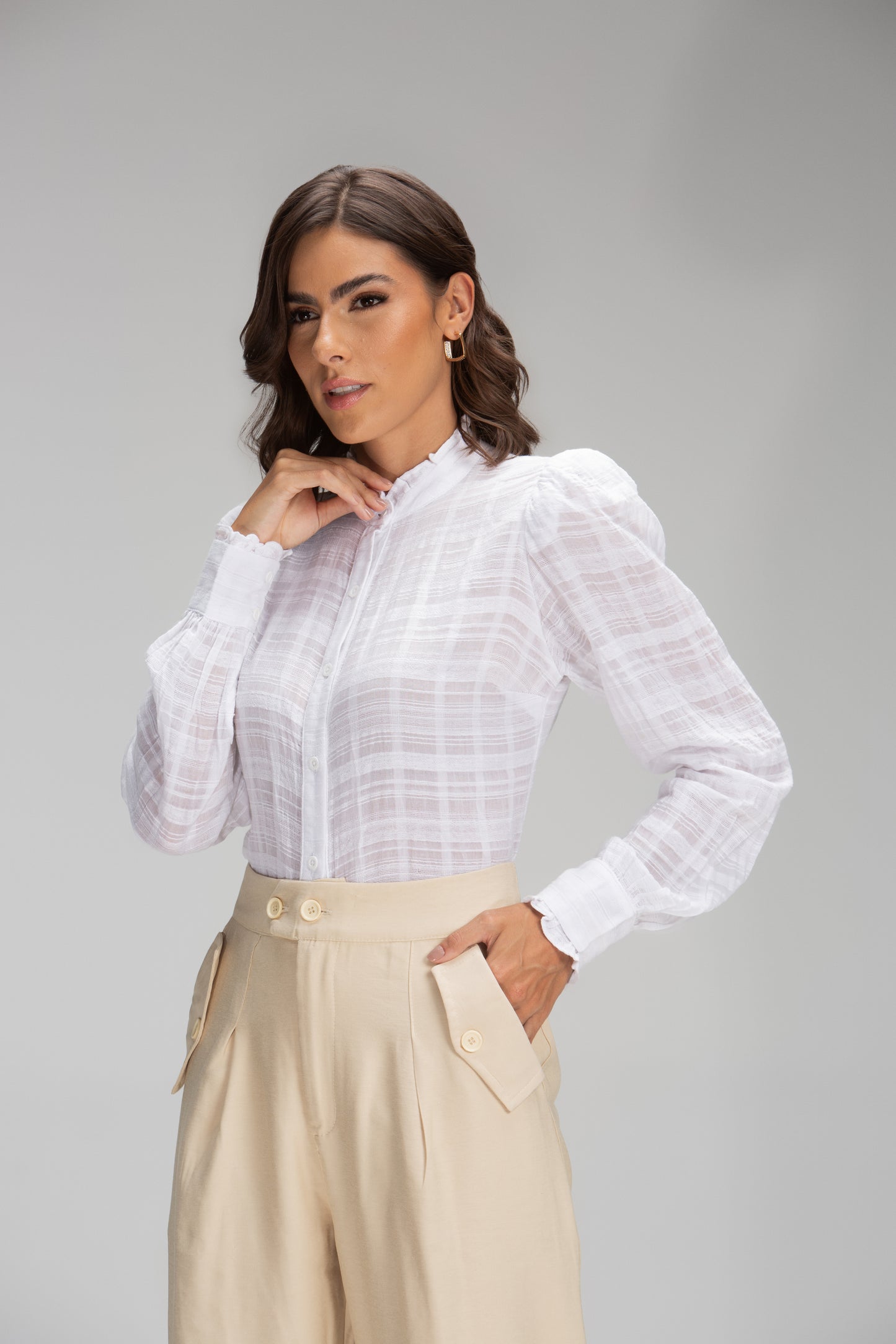 Lis - Camisa Manga Longa Babadinho Branca